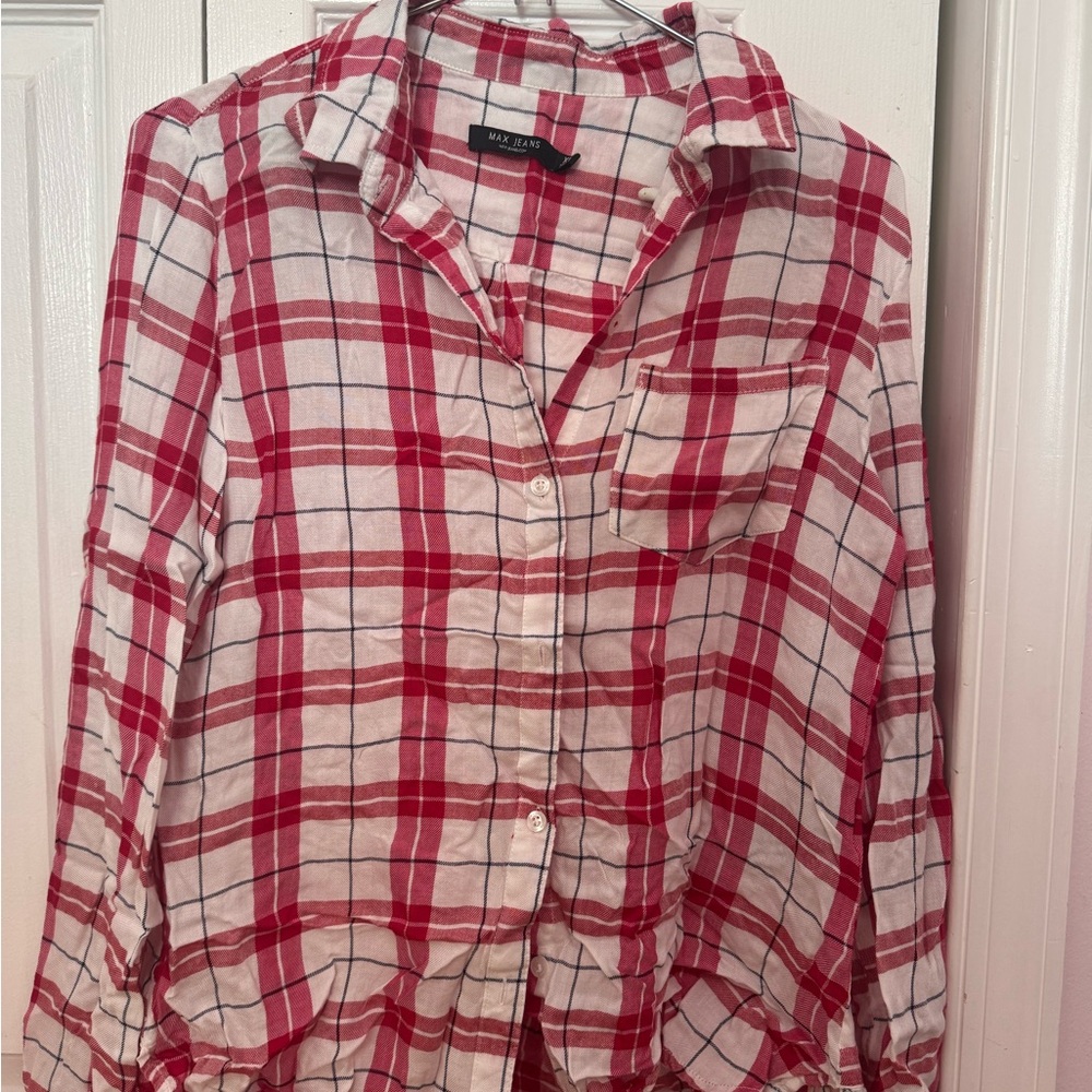 Max Jeans Red and White Plaid Shirt